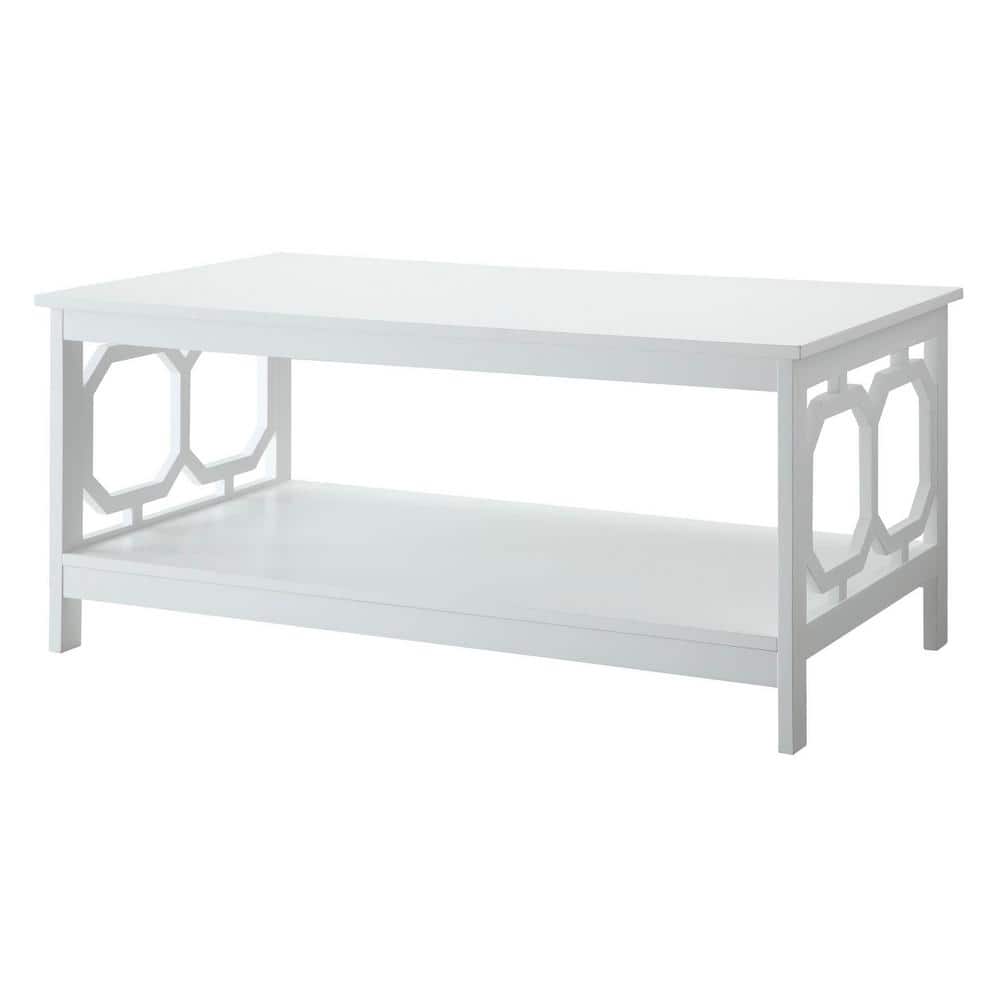 Omega 40'' Glossy White Rectangular Coffee Table with Shelf