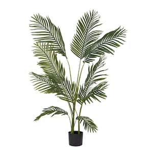 49 in. Green Artificial Areca Palm Indoor and Outdoor in Black Pot