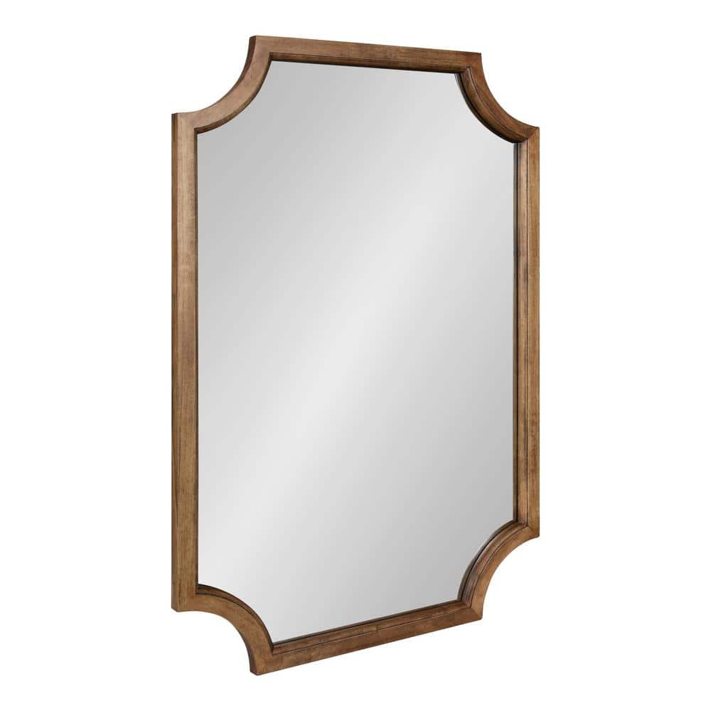 Rustic Brown Full Length Scalloped Wood Vanity Mirror