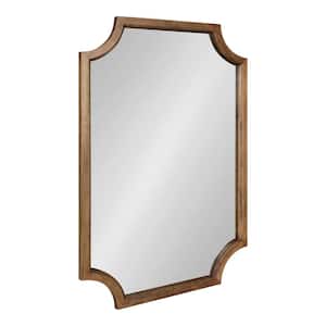 Hogan 24 in. x 36 in. Classic Scalloped Framed Rustic Brown Wall Accent Mirror