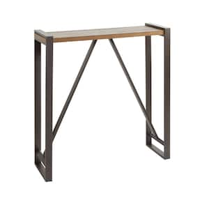 Boston Slim Trestle Frame Metal and Wood Console Table, Light Graphite Finish