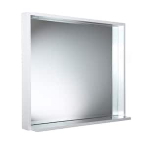 Allier 29.50 in. W x 25.50 in. H Framed Wall Mirror with Shelf in White