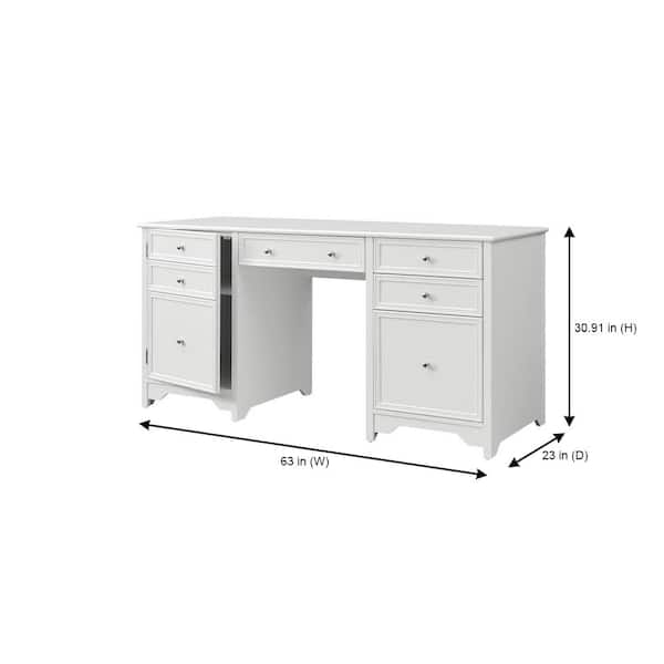 Bradstone 63 in. White Executive Desk