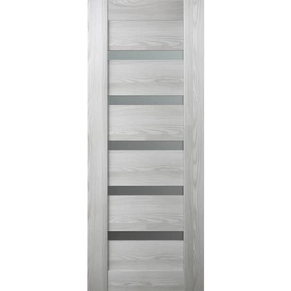 Belldinni Vona 07-04 30 in. x 96 in. No Bore 7-Lite Frosted Glass Ribeira Ash Wood Solid Composite Core Interior Door Slab