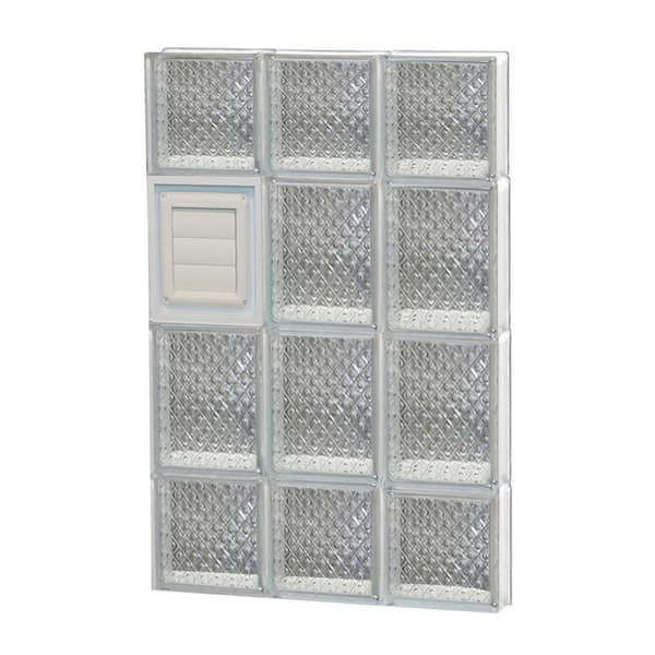 Clearly Secure 17.25 in. x 27 in. x 3.125 in. Frameless Diamond Pattern Glass Block Window with Dryer Vent