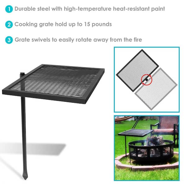 BreeRainz Swivel Campfire Grill,360° Adjustable Camp Grill Over Fire Pit  Grill,Multipurpose Cooking Equipment for Camping Outdoor BBQ