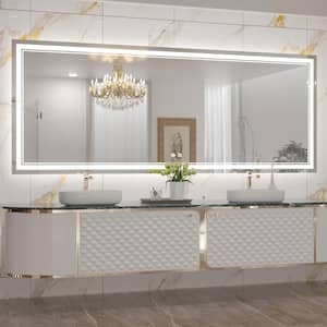 85 in. W x 32 in. H Rectangular Frameless Anti-Fog LED Wall Mount Bathroom Vanity Mirror 3 Colors Dimmable Bright Light