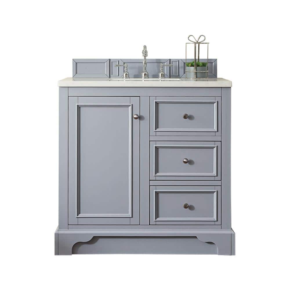 De Soto 37.3 in. W x 23.5 in.D x 36.3 in. H Single Vanity in Silver Gray wi