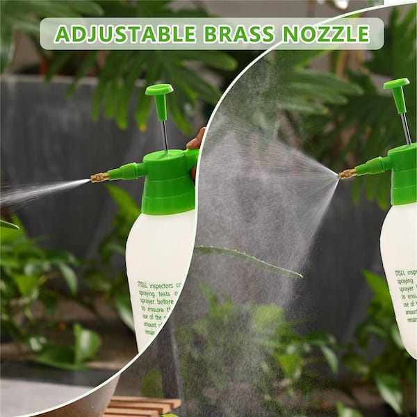 Manual Garden Sprayer Hand Lawn Pressure Pump Sprayer Safety Valve  Adjustable Nozzle Half Gal