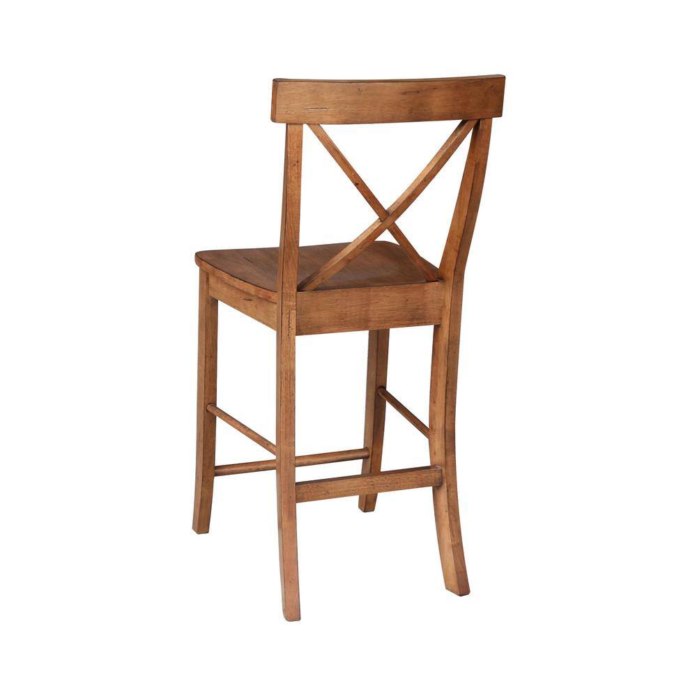 Distressed Oak Solid Wood 50" Round Extension Dining Table Set with 4 Chairs