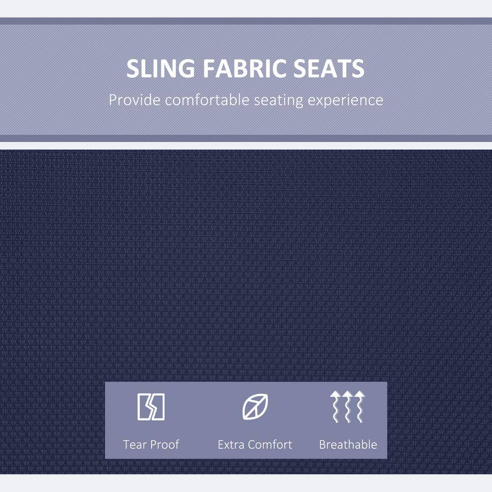 Blue 3-Seater Steel Patio Swing Chair with Adjustable Canopy