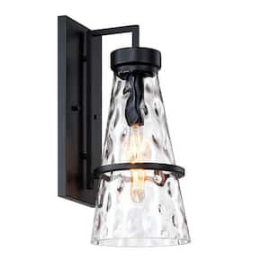 Field Daisy Lane Black Outdoor Hardwired Wall Sconce Lantern with No Bulbs Included