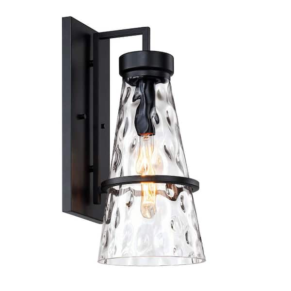 Designers Fountain Field Daisy Lane Black 1-Light Outdoor Line Voltage Hardwired Porch Light Wall Sconce with No Bulbs Included