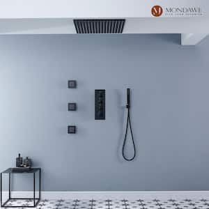 Luxury Thermostatic 3-Spray Patterns with 2.5 GPM 20 in. Flush Ceiling Mount Rain Dual Shower Heads with 3-Jet in Black
