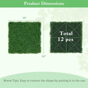 20 in. Plastic Faux Green Moss Panels Garden Fence with Insertable Branches Stable X-Shaped Structure  (Set of 12)