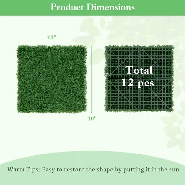 20 in. Plastic Faux Green Moss Panels Garden Fence with Insertable Branches Stable X-Shaped Structure (Set of 12)