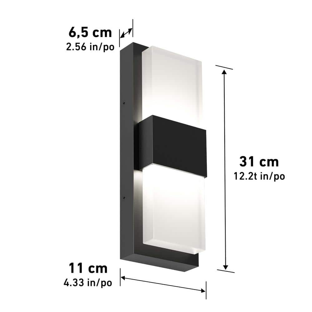 Medium Black Steel Modern Outdoor LED Lantern Sconce