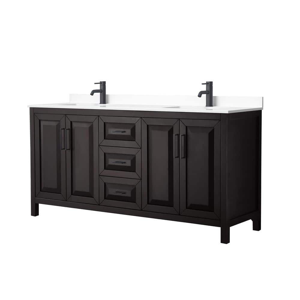 Daria 72 in. W x 22 in. D x 35.75 in. H Double Bath Vanity in Dark Espresso with White Cultured Marble Top price history on PriceWatchPro