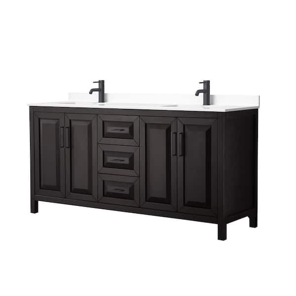Daria 72 in. W x 22 in. D x 35.75 in. H Double Bath Vanity in Dark Espresso with White Cultured Marble Top