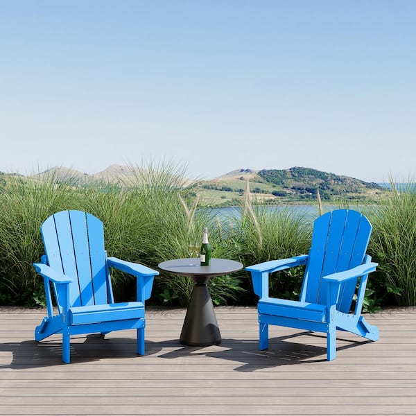 Laguna 2-Pack Fade Resistant Outdoor Patio HDPE Poly Plastic Classic Folding Adirondack Chairs in Pacific Blue