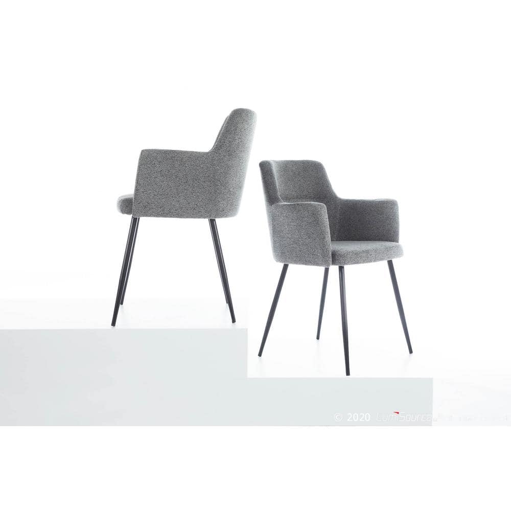 Gray Faux Leather Upholstered Arm Chair with Wood and Metal Frame