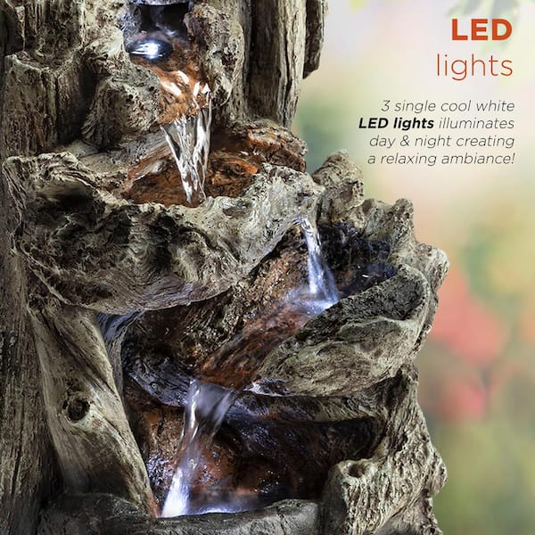 Alpine Corporation Tiered Log Tabletop Fountain with LED Lights Alpine Corporation Tiered Log Tabletop Fountain with LED Lights