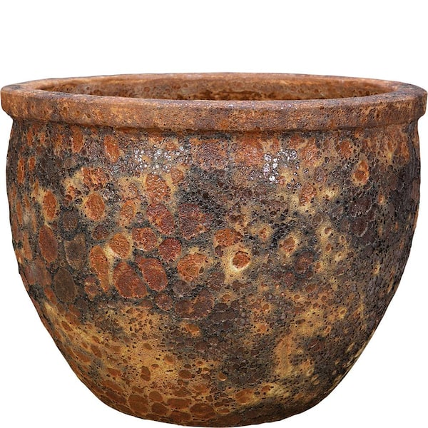 Unbranded 24 in. Volcanic Rust Ceramic Turner Fishbowl