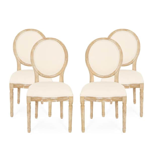Noble House Phinnaeus Beige Fabric Upholstered Side Chair (Set of 4)