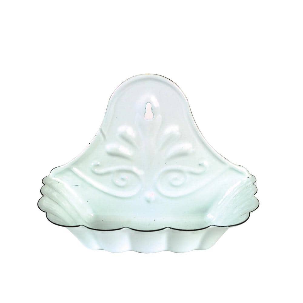 White Ceramic Wall-Mounted Soap Dish with Scalloped Edges