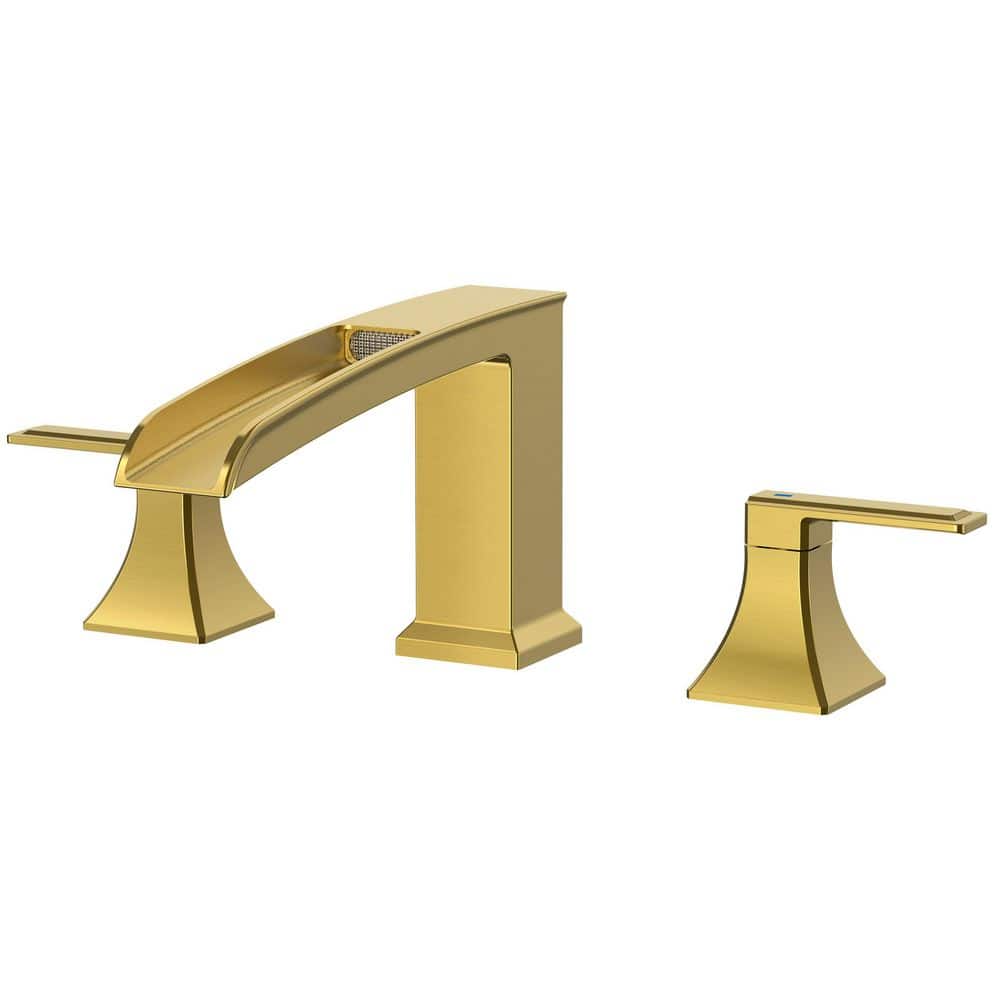 2-Handle Deck-Mount Widespread Waterfall Bathtub Faucet Roman Tub Faucet in Gold price history on PriceWatchPro