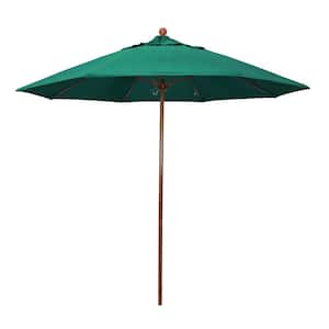 9 ft. Woodgrain Aluminum Commercial Market Patio Umbrella Fiberglass Ribs and Push Lift in Spectrum Aztec Sunbrella