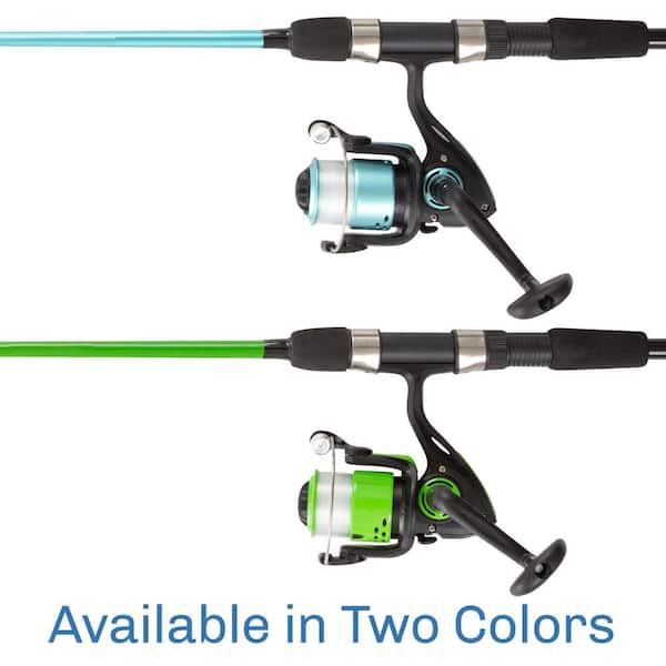 Black and Blue 6 ft. 6 in. Fiberglass Fishing Rod and Reel Combo Portable 2- Piece Pole with 3000 Aluminum Spinning Reel 245385QFW - The Home Depot