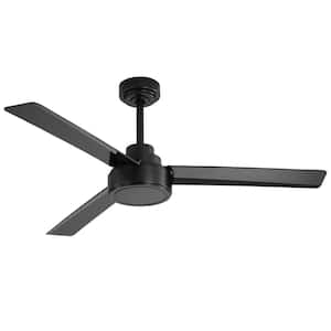52 in. Outdoor Black Ceiling Fan Without Light, 3 ABS Blades Farmhouse Ceiling Fan with Remote Control 6-Speed