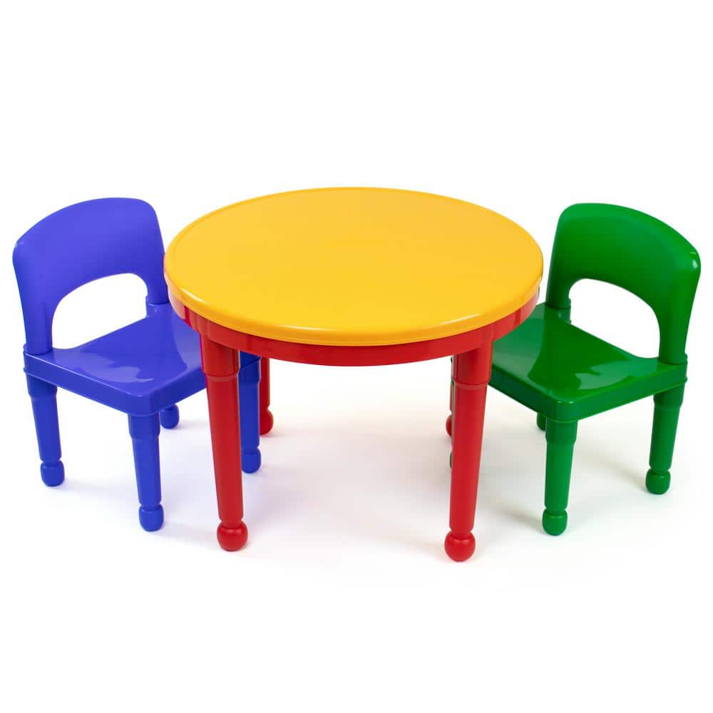 Tot Tutors Kids 2-in-1 Plastic LEGO-Compatible Activity Table and 2 Chairs Set Primary colors for sale online 