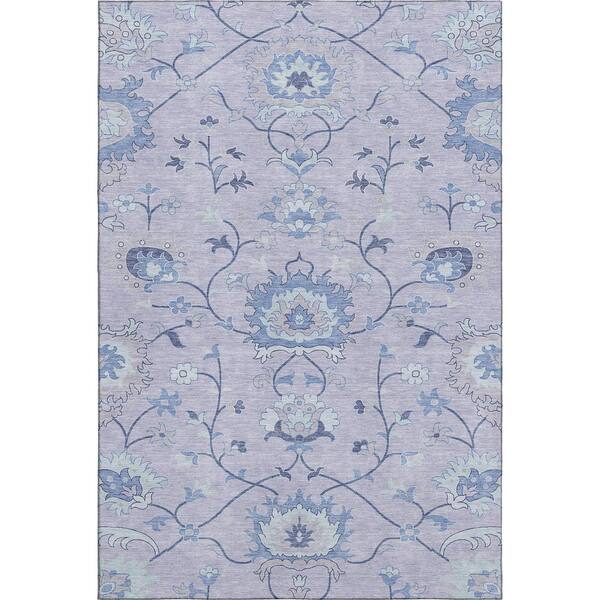 Mayfield Premium Machine Washable Abstract AMF2291 Lilac 5 ft. x 7 ft. 6 in. Area Rug