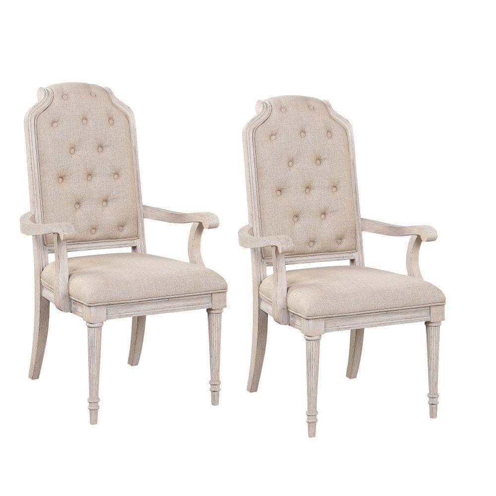 Benjara Beige Fabric Arm Chair With Padded Seat (Set Of 2) BM252295 ...