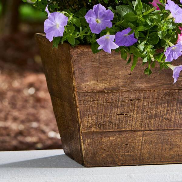 Vigoro 28 in. Dublin Medium Barnwood Brown Composite Planter Vigoro 28 in. Dublin Medium Barnwood Brown Composite Planter