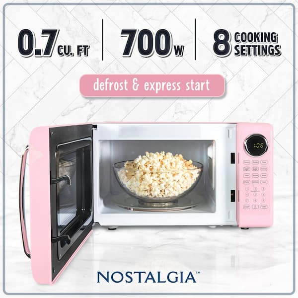 Retro Microwave-0.7 cu. ft. and 700-Watt Countertop Microwave-Pink