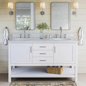 Bayhill 60 in. W x 21.5 in. D x 34.5 in. H Double Freestanding Bath Vanity Cabinet Only in White