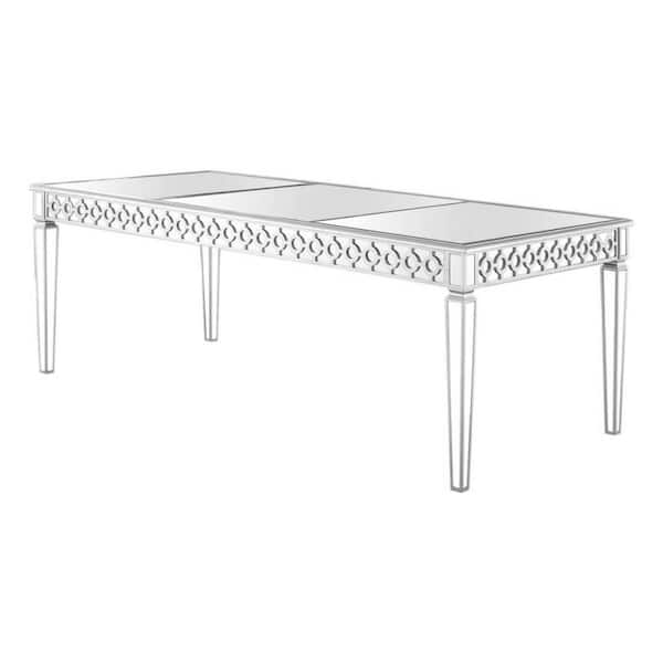 Best Master Furniture Stacey 84 in. Silver Mirrored Rectangular Dining Table