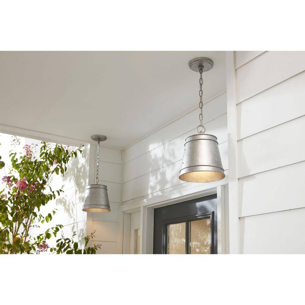 Silver Glass Farmhouse Indoor/Outdoor Pendant Light