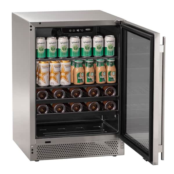 24 in. Single Zone Beverage Center 18 Wine Bottles Plus Can Capacity in Stainless Steel Glass Door