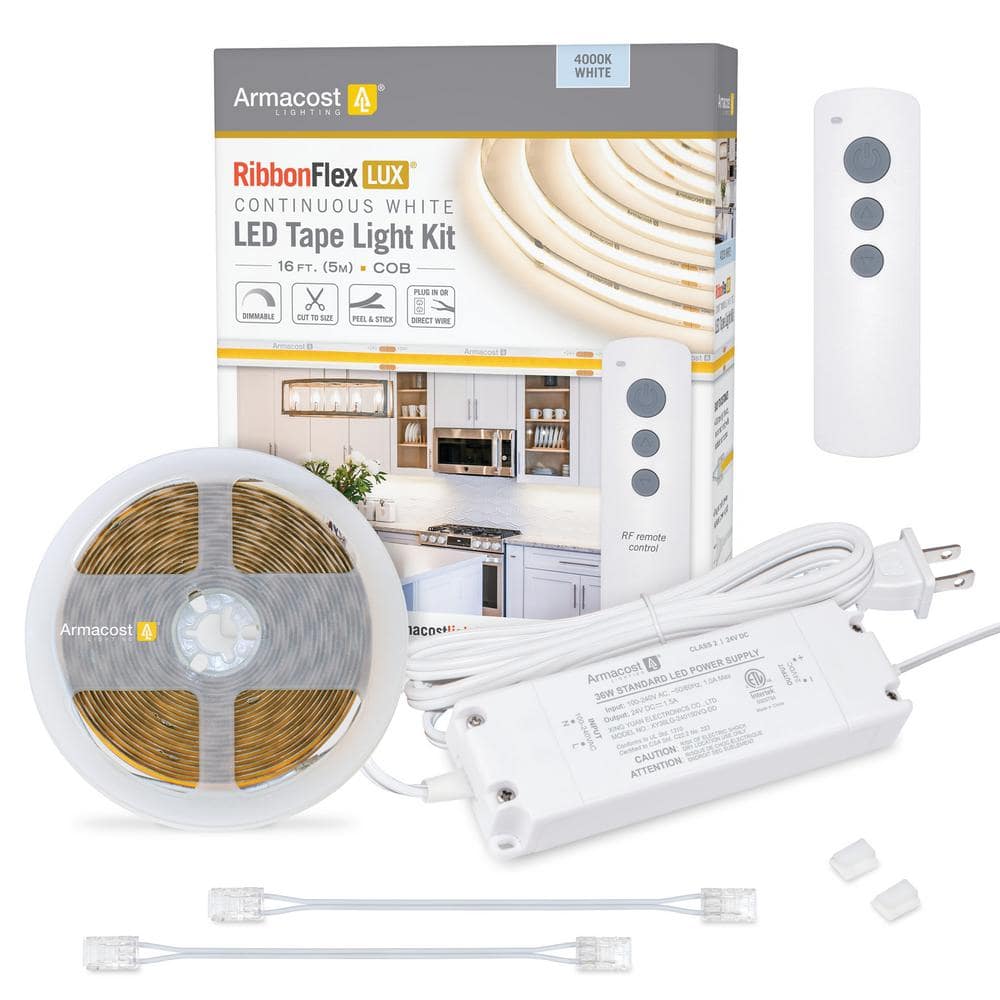 16 ft. White LED Strip Light Kit with Remote Control