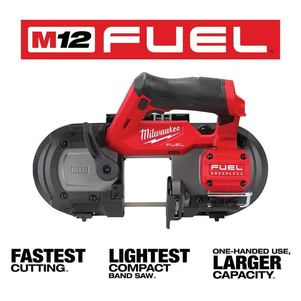 M12 FUEL 12V Lithium-Ion Cordless Sub-Compact Band Saw with (4) 12/14 TPI Extreme Metal Cutting Band Saw Blades - 1