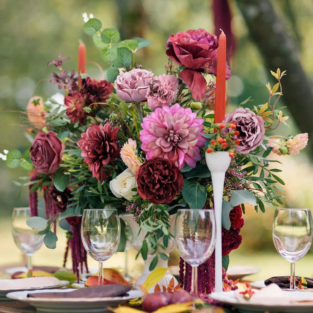 1.9 in. Red Artificial Rose Burgundy Flowers Combo Box
