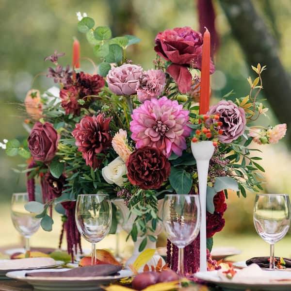 Unbranded 1.9 in. Red Artificial Rose Burgundy Flowers Combo Box