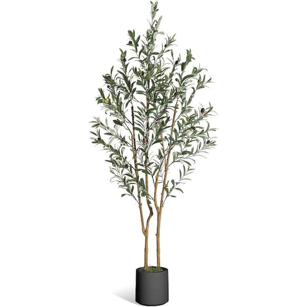 5FT Olive Trees Artificial Indoor, Tall Faux Olive Tree with Planter and Green Fake Moss