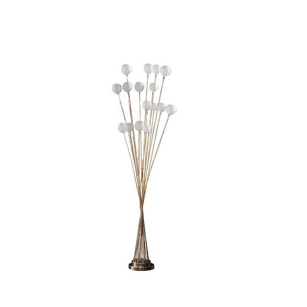 ORE International 16-Light 61.5 in. Yellow Gold Acrylic Globe Aluminum LED Chrysanthe Floor Lamp
