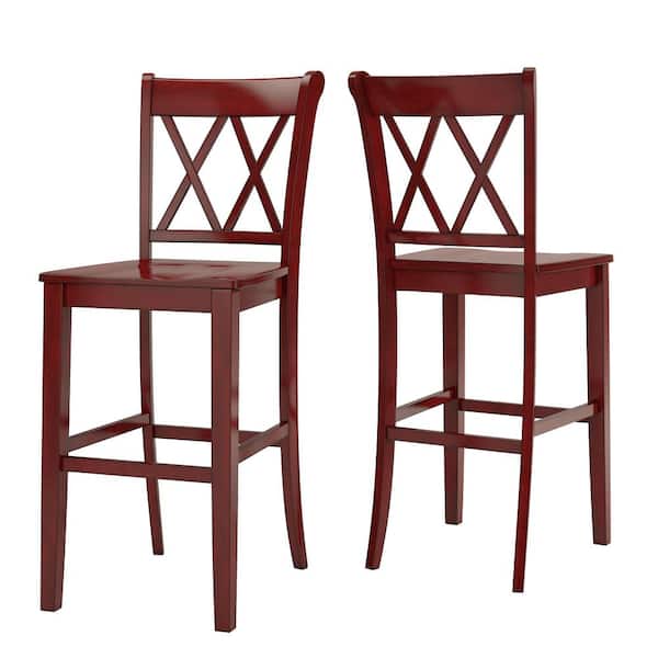 HomeSullivan Antique Berry Double X-Back Bar Height Chairs (Set of 2)