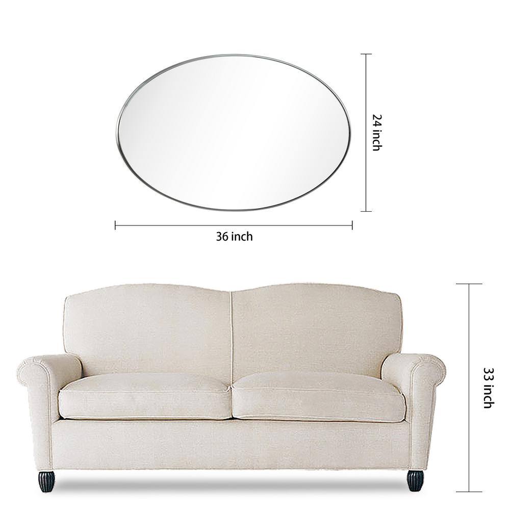 Brushed Silver 36" x 24" Rectangular Wall Mirror
